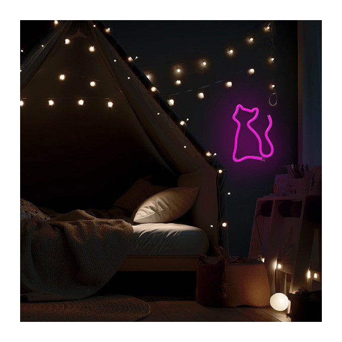 Neon LED Light CAT pink Bat + USB FLNE04 Forever Light