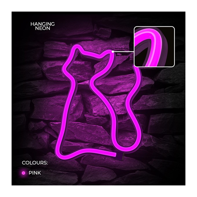 Neon LED Light CAT pink Bat + USB FLNE04 Forever Light