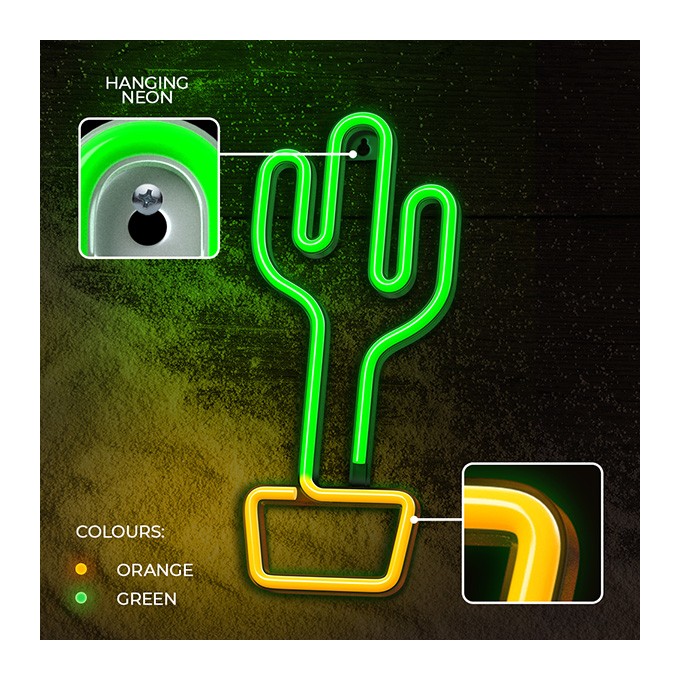 Neon LED Light CACTUS orange green Bat + USB FLNE02 Forever Light