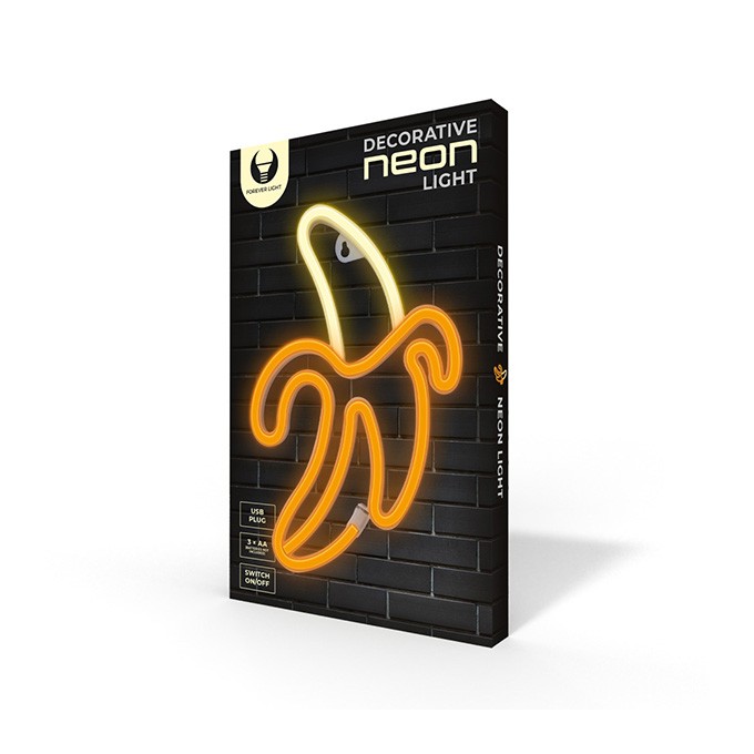 Neon LED Light BANANA white yellow Bat + USB FLNE10 Forever Light