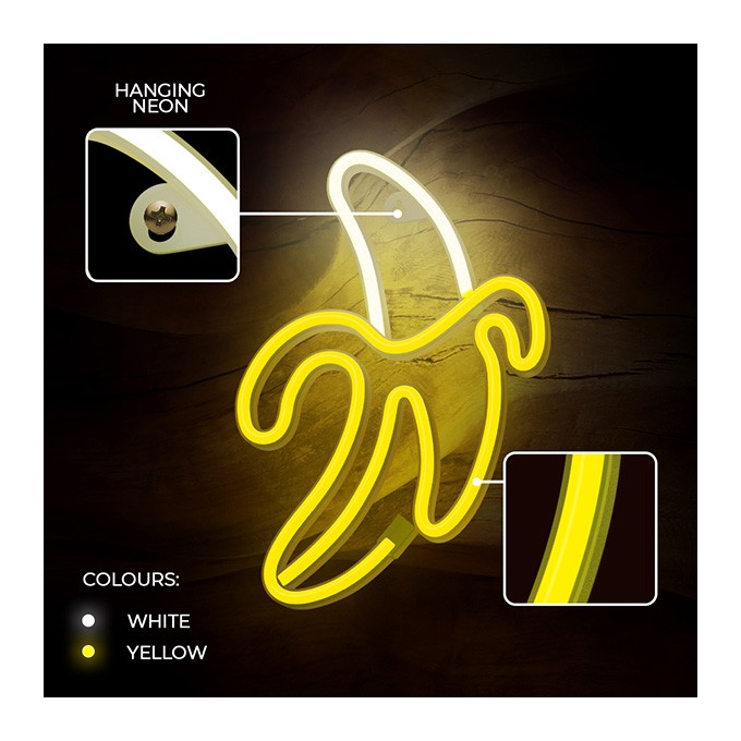 Neon LED Light BANANA white yellow Bat + USB FLNE10 Forever Light