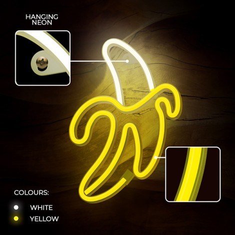 Neon LED Light BANANA white yellow Bat + USB FLNE10 Forever Light Neon LED Light BANANA white yellow Bat + USB FLNE10 Forever Light