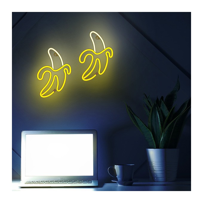Neon LED Light BANANA white yellow Bat + USB FLNE10 Forever Light
