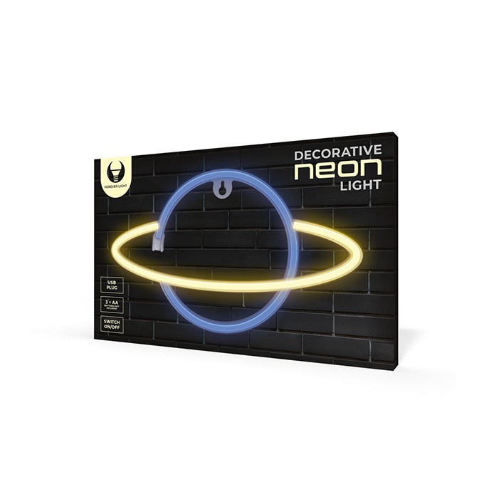 Neon LED Light SATURN yellow blue Bat + USB FLNE11 Forever Light