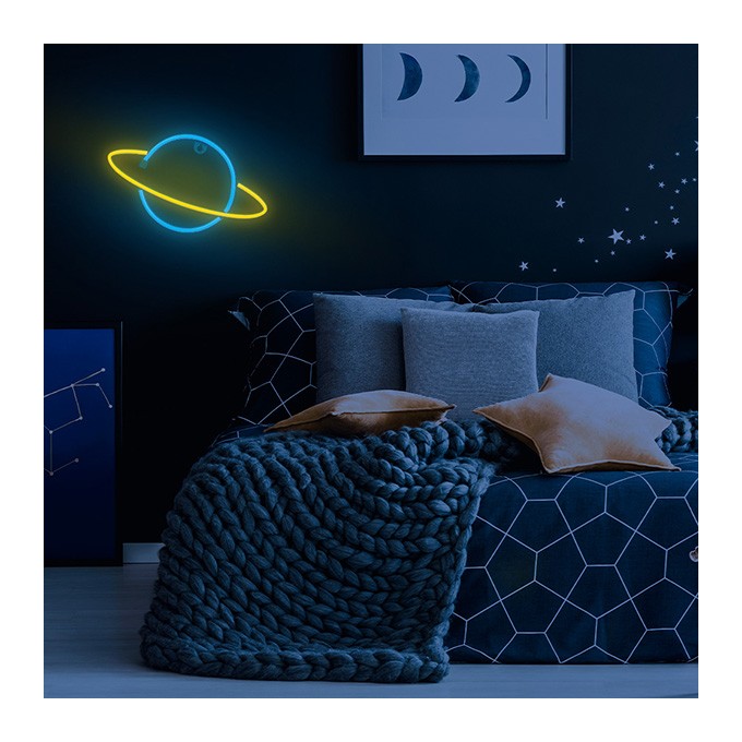 Neon LED Light SATURN yellow blue Bat + USB FLNE11 Forever Light