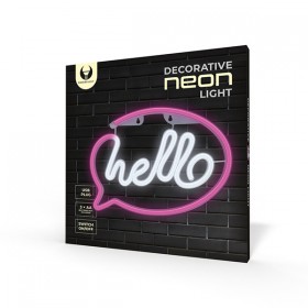 Neon LED Light HELLO pink white Bat + USB FLNE15 Forever Light