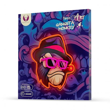 Neon ART LED GANGSTA MONKEY multicolor FLA03 Forever Light Neon ART LED GANGSTA MONKEY multicolor FLA03 Forever Light