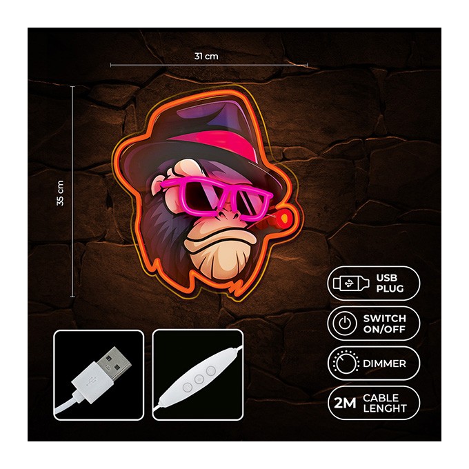 Neon ART LED GANGSTA MONKEY multicolor FLA03 Forever Light