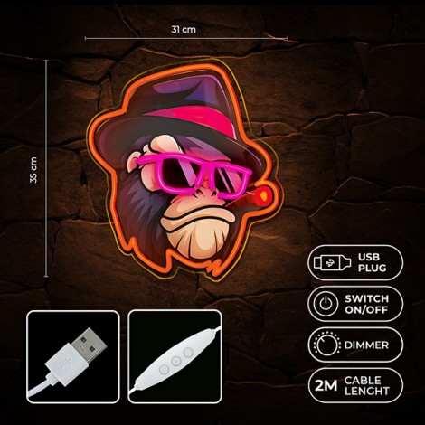 Neon ART LED GANGSTA MONKEY multicolor FLA03 Forever Light Neon ART LED GANGSTA MONKEY multicolor FLA03 Forever Light