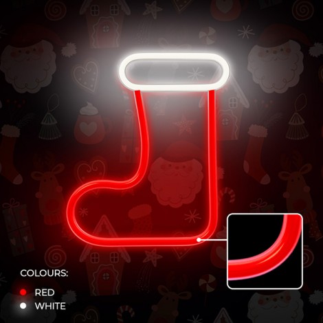 Neon LED CHRISTMAS SOCK white red FLNE23 Forever Light Neon LED CHRISTMAS SOCK white red FLNE23 Forever Light