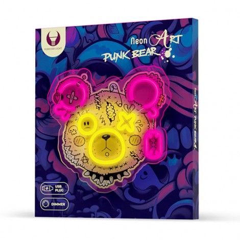 Neon ART LED PUNK TEDDY BEAR pink-yellow FLA01 Forever Light Neon ART LED PUNK TEDDY BEAR pink-yellow FLA01 Forever Light