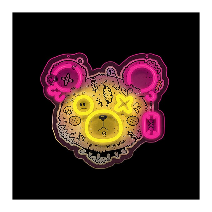 Neon ART LED PUNK TEDDY BEAR pink-yellow FLA01 Forever Light