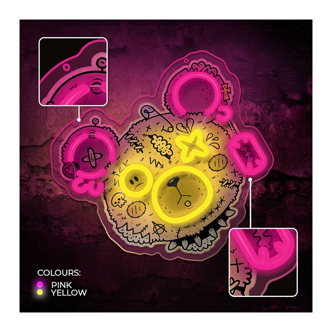 Neon ART LED PUNK TEDDY BEAR pink-yellow FLA01 Forever Light