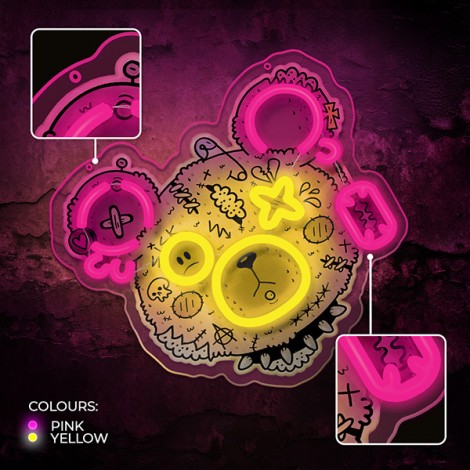 Neon ART LED PUNK TEDDY BEAR pink-yellow FLA01 Forever Light Neon ART LED PUNK TEDDY BEAR pink-yellow FLA01 Forever Light