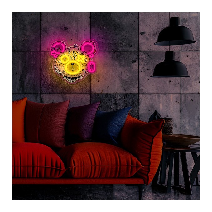 Neon ART LED PUNK TEDDY BEAR pink-yellow FLA01 Forever Light