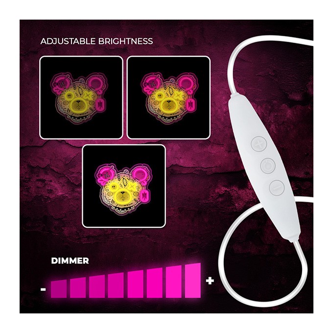 Neon ART LED PUNK TEDDY BEAR pink-yellow FLA01 Forever Light