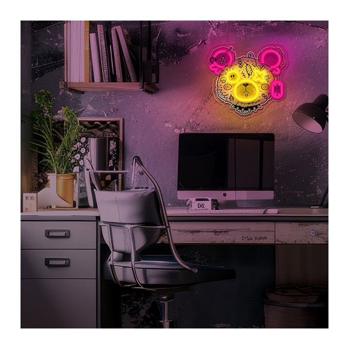 Neon ART LED PUNK TEDDY BEAR pink-yellow FLA01 Forever Light