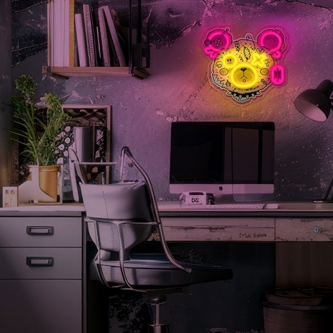 Neon ART LED PUNK TEDDY BEAR pink-yellow FLA01 Forever Light Neon ART LED PUNK TEDDY BEAR pink-yellow FLA01 Forever Light