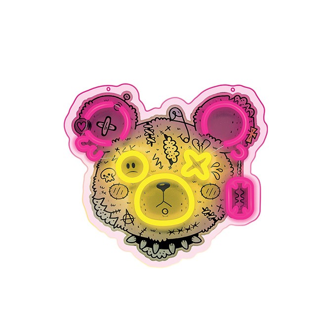 Neon ART LED PUNK TEDDY BEAR pink-yellow FLA01 Forever Light