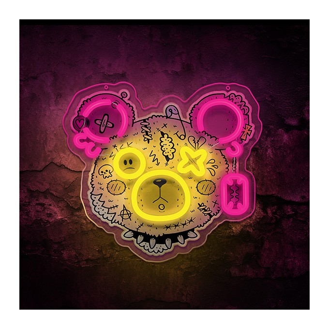 Neon ART LED PUNK TEDDY BEAR pink-yellow FLA01 Forever Light