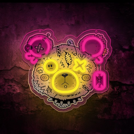 Neon ART LED PUNK TEDDY BEAR pink-yellow FLA01 Forever Light Neon ART LED PUNK TEDDY BEAR pink-yellow FLA01 Forever Light