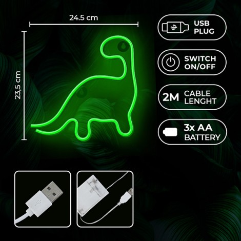 Neon LED Light DINOSAUR green NNE01 Neolia Neon LED Light DINOSAUR green NNE01 Neolia