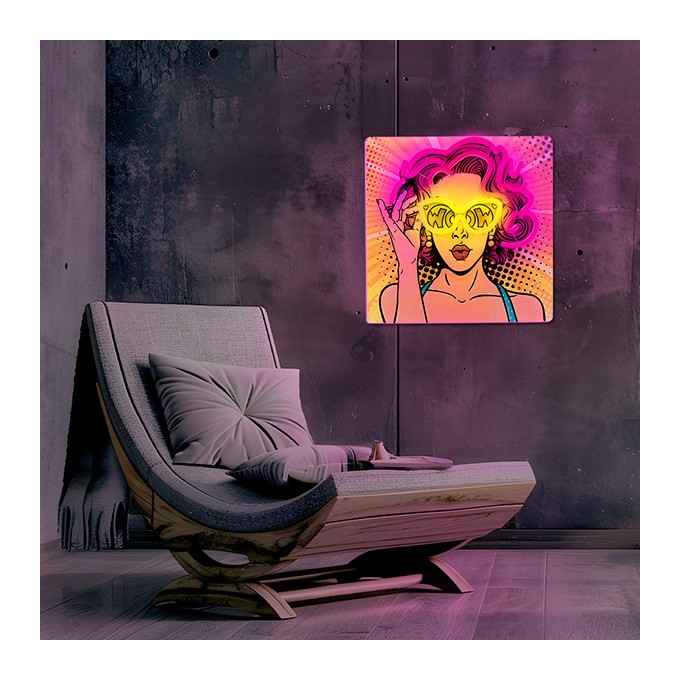 Neon ART LED POWER WOMAN yellow-purple FLA02 Forever Light