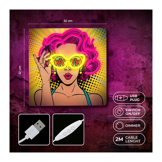 Neon ART LED POWER WOMAN yellow-purple FLA02 Forever Light