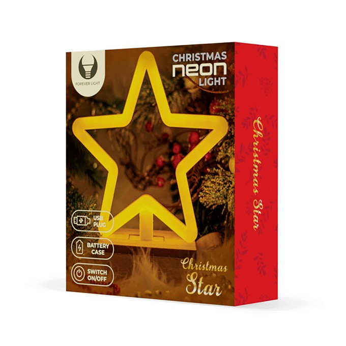 Neon Wood Stand LED STAR warm white FLNW04 Forever Light