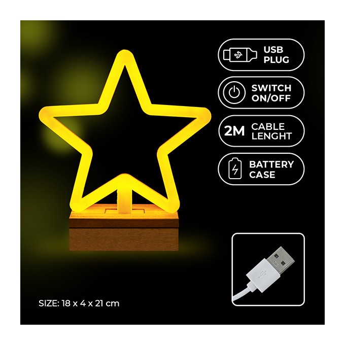 Neon Wood Stand LED STAR warm white FLNW04 Forever Light