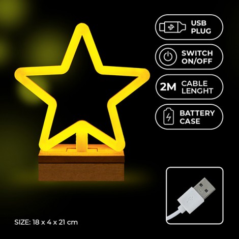 Neon Wood Stand LED STAR warm white FLNW04 Forever Light