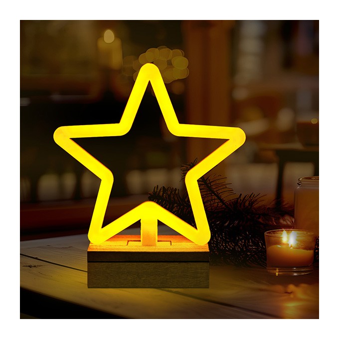 Neon Wood Stand LED STAR warm white FLNW04 Forever Light
