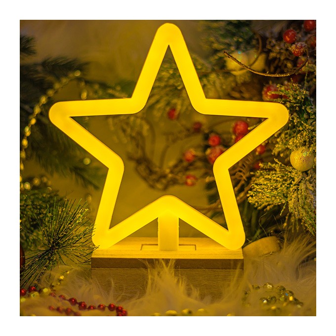 Neon Wood Stand LED STAR warm white FLNW04 Forever Light
