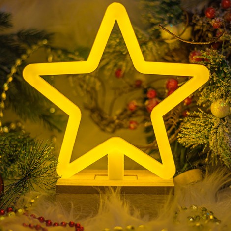 Neon Wood Stand LED STAR warm white FLNW04 Forever Light