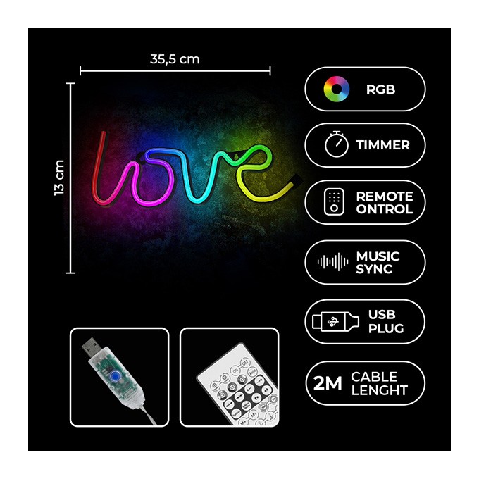Neon LED RGB LOVE FLRN01 + RC Forever Light