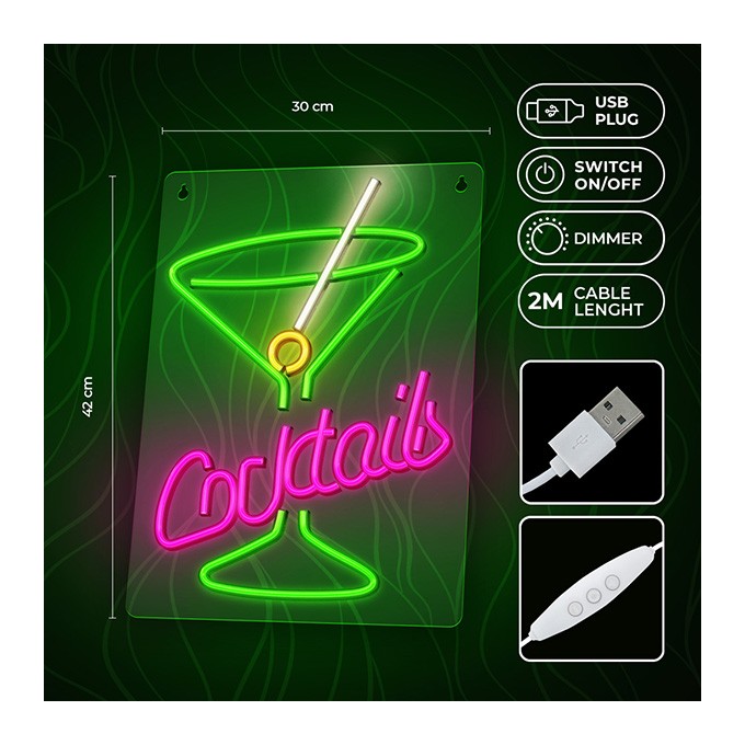 Neon PLEXI LED COCKTAILS pink green FPNE02X Forever Light