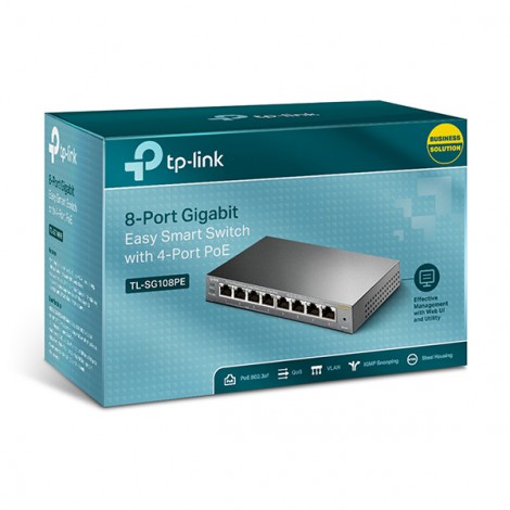 TP-LINK switch TL-SG108PE PoE, 1000Mbps, 4x aktywne PoE, Easy smart, Auto MDI/MDI-X TP-LINK switch TL-SG108PE PoE, 1000Mbps, 4x aktywne PoE, Easy smart, Auto MDI/MDI-X