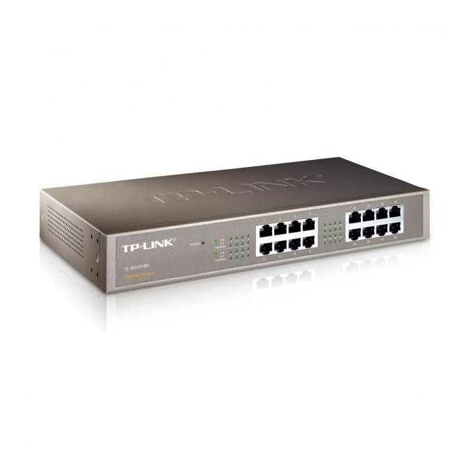 TP-LINK switch TL-SG1016D 1000Mbps, automatyczne uczenie się adr. MAC, auto MDI MDIX