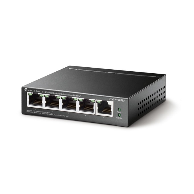 TP-LINK switch TL-SF1005LP PoE(4- porty), 100Mbps, auto MDI/MDIX