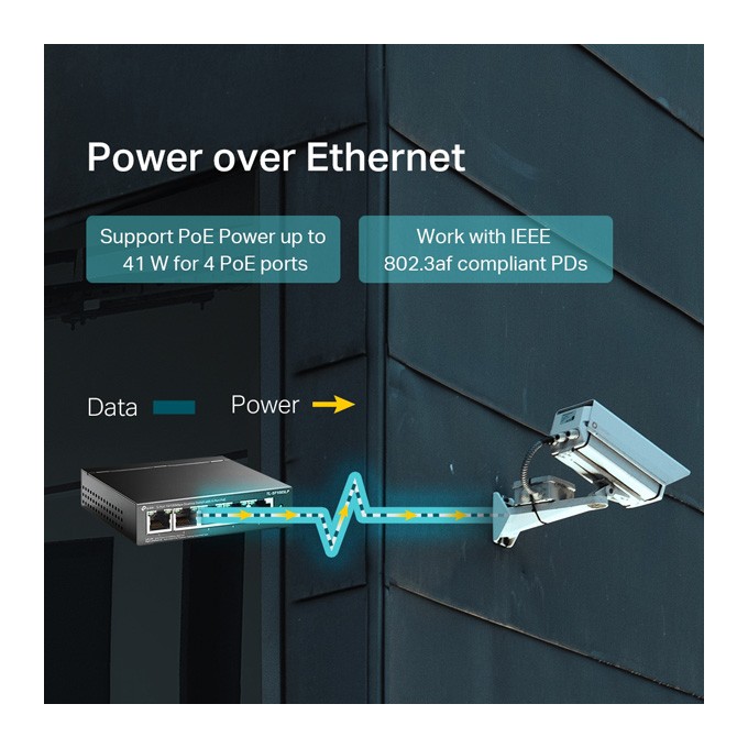 TP-LINK switch TL-SF1005LP PoE(4- porty), 100Mbps, auto MDI/MDIX