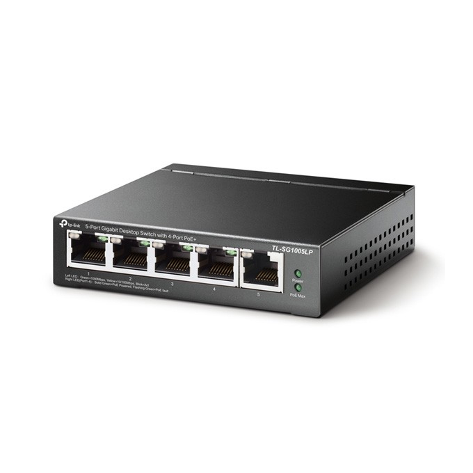 TP-LINK switch TL-SG1005LP PoE(4- porty), 1000Mbps, auto MDI/MDIX