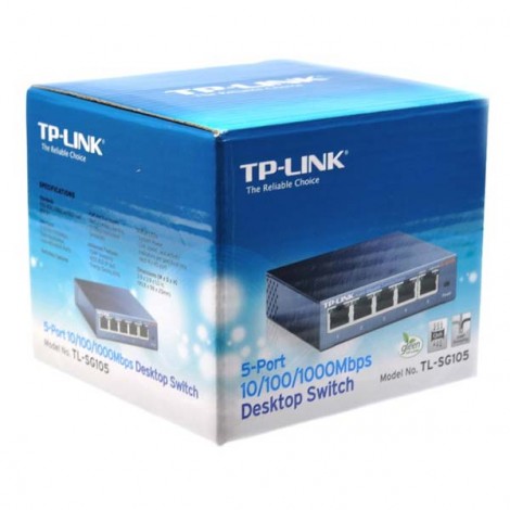 TP-LINK switch TL-SG105 1000Mbps, automatyczne uczenie się adr. MAC, auto MDI MDIX TP-LINK switch TL-SG105 1000Mbps, automatyczne uczenie się adr. MAC, auto MDI MDIX