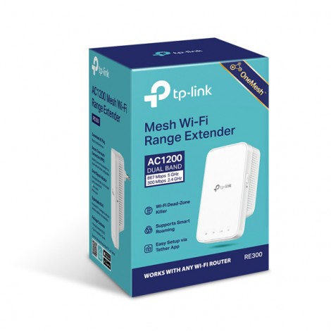 TP-LINK Przekaźnik RE300 2.4GHz i 5GHz, extender/ wzmacniacz, IPv6, 867Mbps, wbudowana anténa, 802.11ac, OneMesh TP-LINK Przekaźnik RE300 2.4GHz i 5GHz, extender/ wzmacniacz, IPv6, 867Mbps, wbudowana anténa, 802.11ac, OneMesh