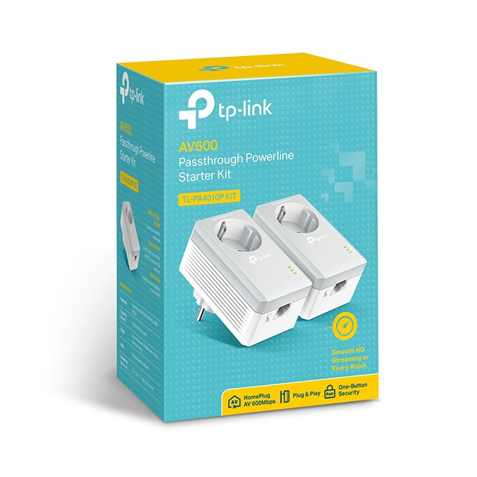 TP-LINK powerline (LAN przez 230V) TL-PA4010PKIT 600Mbps, gniazdka elektryczne, do 300m, szyfrowanie AES
