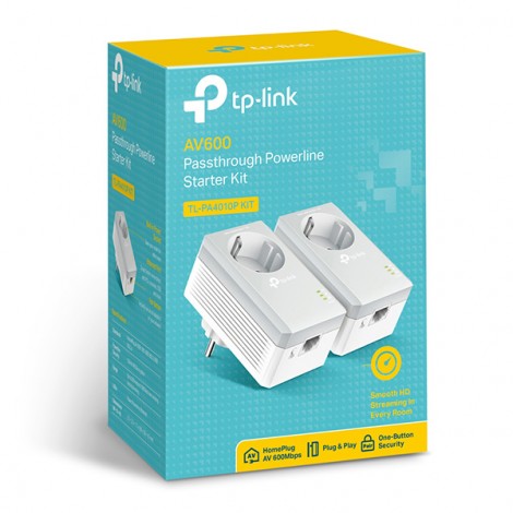TP-LINK powerline (LAN przez 230V) TL-PA4010PKIT 600Mbps, gniazdka elektryczne, do 300m, szyfrowanie AES TP-LINK powerline (LAN przez 230V) TL-PA4010PKIT 600Mbps, gniazdka elektryczne, do 300m, szyfrowanie AES