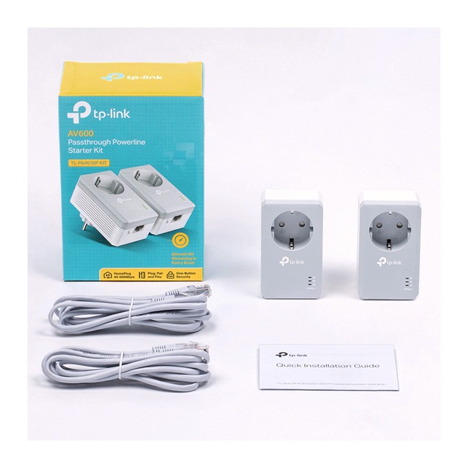 TP-LINK powerline (LAN przez 230V) TL-PA4010PKIT 600Mbps, gniazdka elektryczne, do 300m, szyfrowanie AES