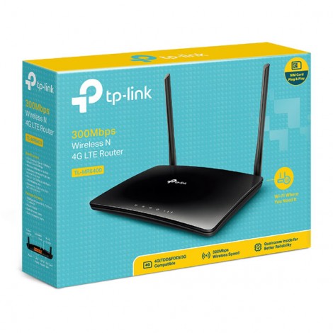 TP-LINK router TL-MR6400 2.4GHz, 300Mbps, LTE 4G, zewnętrzna anténa, 802.11n TP-LINK router TL-MR6400 2.4GHz, 300Mbps, LTE 4G, zewnętrzna anténa, 802.11n