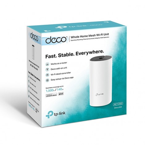 TP-LINK Wifi Mesh kit Deco M4(1-pack) 2.4GHz i 5GHz, access point, IPv6, 1200Mbps, zintegrowana anténa, 802.11ac, TP-LINK Wifi Mesh kit Deco M4(1-pack) 2.4GHz i 5GHz, access point, IPv6, 1200Mbps, zintegrowana anténa, 802.11ac,