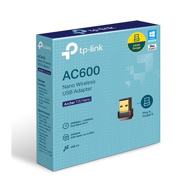 TP-LINK USB klient Archer T2U Nano 2.4GHz i 5GHz, 600Mbps, zintegrowana anténa, 802.11ac, dual-band, nano design