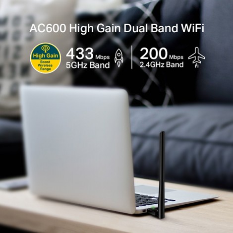 TP-LINK USB klient Archer T2U Plus 2.4GHz i 5GHz, IPv6, 600Mbps, zewnętrzna anténa, 802.11ac, 5dBi antena TP-LINK USB klient Archer T2U Plus 2.4GHz i 5GHz, IPv6, 600Mbps, zewnętrzna anténa, 802.11ac, 5dBi antena